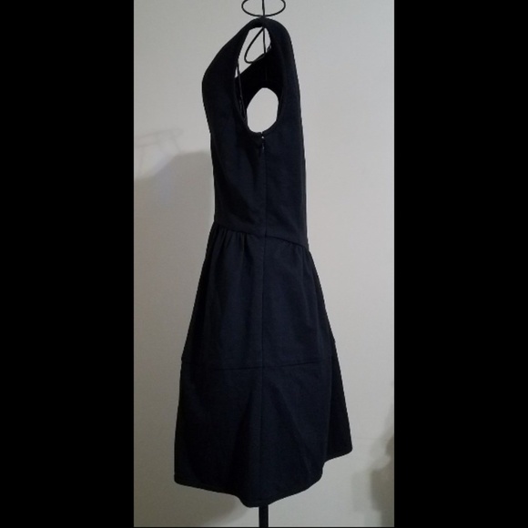 Tibi Ponte V Neck Black Dress Sleeveless Pockets - Picture 5 of 8